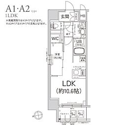 エスリード今池ルミナス 1LDKの間取図画像