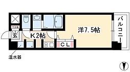 グランカーサ千代田 1Kの間取図画像
