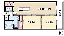 ラシーネ本陣 2LDKの間取図画像
