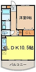 ミルフィーユふじみ野参番館 3階1LDKの間取り