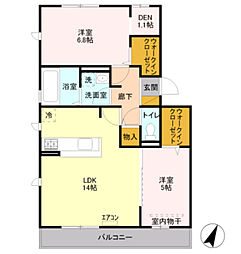 ヴィルヌーブ　II 2階2SLDKの間取り