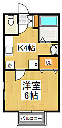 ニューライフガーデン 1Kの間取図画像
