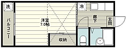 オクトーバー10 1Kの間取図画像