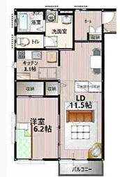 サンリスタアレーグレふじみ野 1LDKの間取図画像
