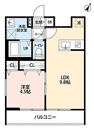 リーブルファイン川越市砂(仮称) 1LDKの間取図画像