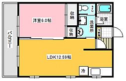 ブラウンベレー壱番館 1LDKの間取図画像