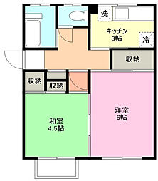 田中マンション1号棟 2Kの間取図画像