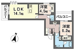 バエル 2LDKの間取図画像