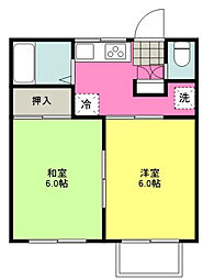 コーポ武蔵野 2DKの間取図画像