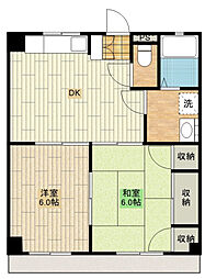 岡部マンション 2DKの間取図画像