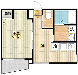 ふじみ野市北野2丁目アパート 1DKの間取図画像