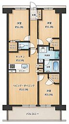 リビオ尼崎STATIONCITY 3LDKの間取図画像