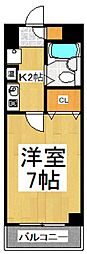 第二アビタシオン浅倉 1Kの間取図画像