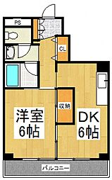 アルカディアしき 1DKの間取図画像
