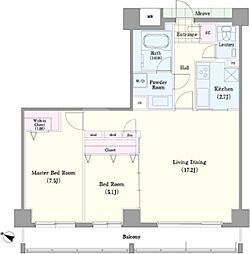 クラスけやき通り 8階2LDKの間取り