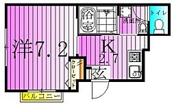 アールズコート2 1階1Kの間取り
