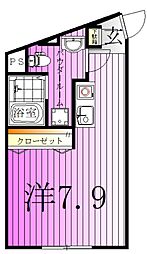 レピュア北千住レジデンスII 4階ワンルームの間取り