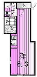 クロス西新井 2階ワンルームの間取り