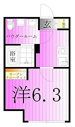 フローライト北千住 2階1Kの間取り