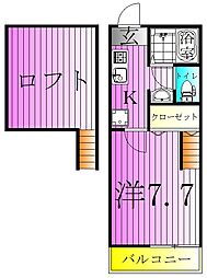 フィオーレ北千住 1階1Kの間取り