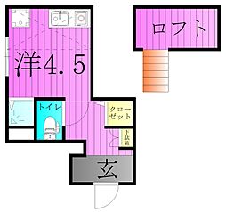 桂ビル 1階ワンルームの間取り