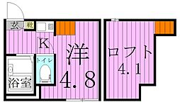 スカイレジデンス 2階1Kの間取り