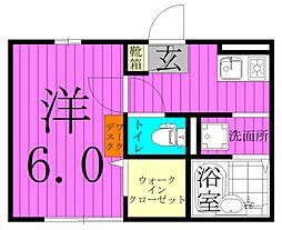 サニーコート野尻 2階1Kの間取り
