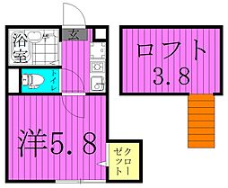 Well-being江北 3階1Kの間取り