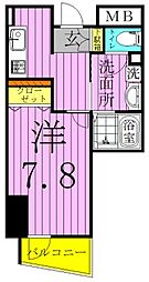 ロイヤルKJ 13階1Kの間取り