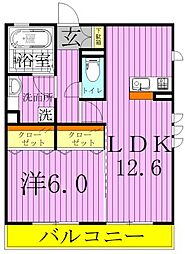 クレール扇 3階1LDKの間取り