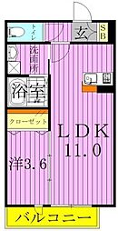 グランディール 3階1LDKの間取り