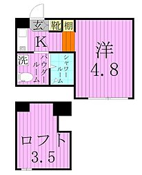 レジデンスY・M 1階1Kの間取り