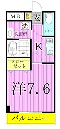 東武伊勢崎線 梅島駅 徒歩5分の賃貸マンション 3階1Kの間取り