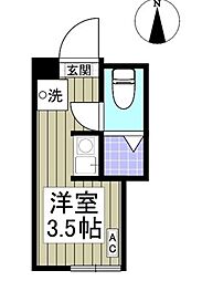 日暮里舎人ライナー 舎人駅 徒歩9分の賃貸アパート 1階ワンルームの間取り