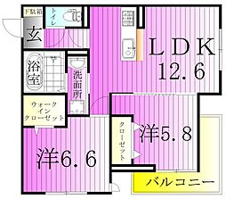 メゾンアーク西新井II 3階2LDKの間取り