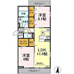 メゾンアーク西新井II 3階2LDKの間取り