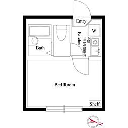 シャンテ綾瀬 1階1Kの間取り