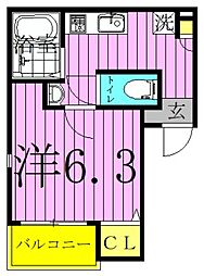 グランクオール梅島 4階1Kの間取り