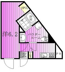 オークノワール綾瀬 1階ワンルームの間取り