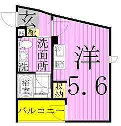 LAUREL西新井栄町 1階ワンルームの間取り