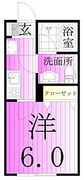サンティエ六町 1Kの間取図画像