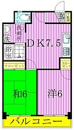 榎本ハイデンス 2DKの間取図画像
