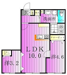 リザーブ北綾瀬 2LDKの間取図画像