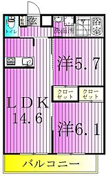 ラフィーネブラン 2LDKの間取図画像