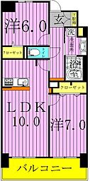 ロイヤルパーリスリバーサイド 2LDKの間取図画像