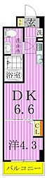 KDXレジデンス梅島 1DKの間取図画像