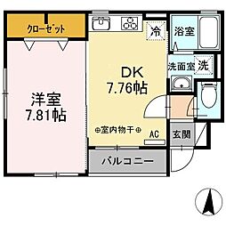 エルシャンテ 1DKの間取図画像