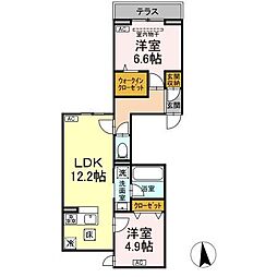 セレスティア東保木間II 2LDKの間取図画像
