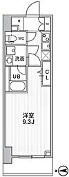 THEパームス熊野前 1Kの間取図画像