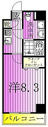 アルファコート綾瀬3 1Kの間取図画像